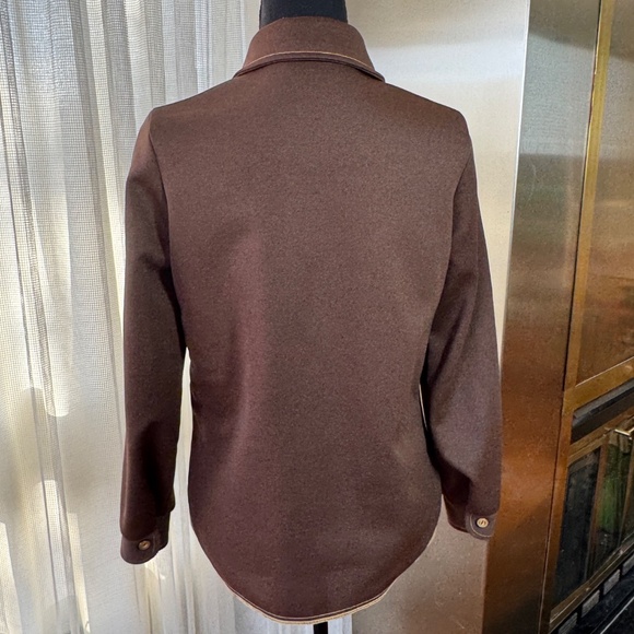 Vintage 80s jacket, chocolate brown blazer, yellow decorative stitches, 6 (S/M) - Picture 7 of 10